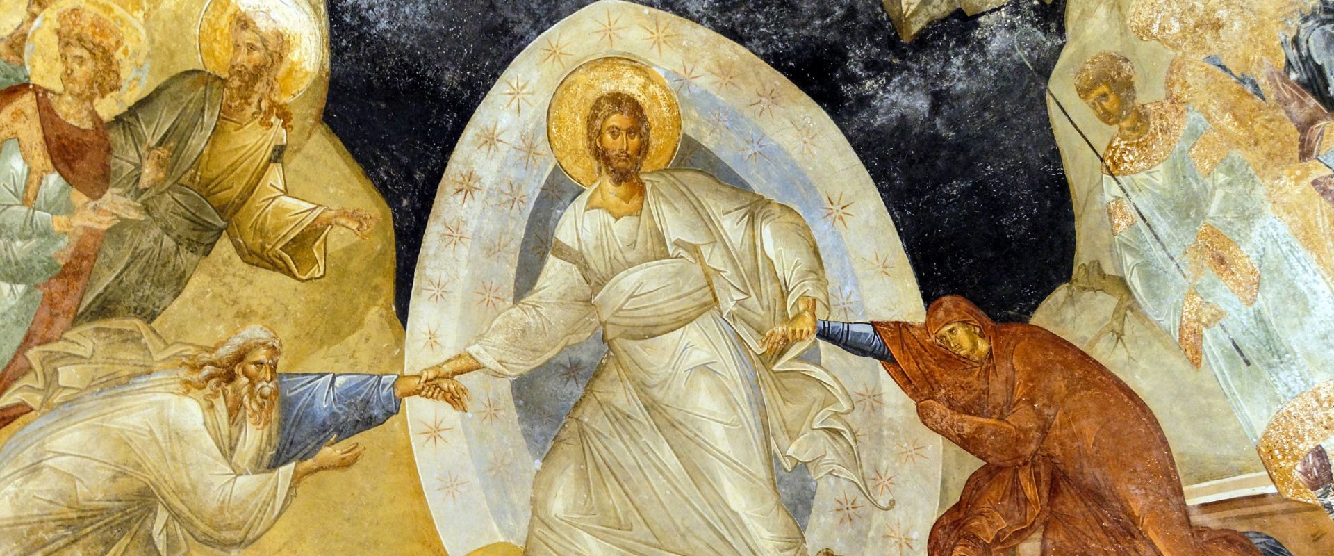 Byzantijnse schilderij van de wederopstanding van Jezus