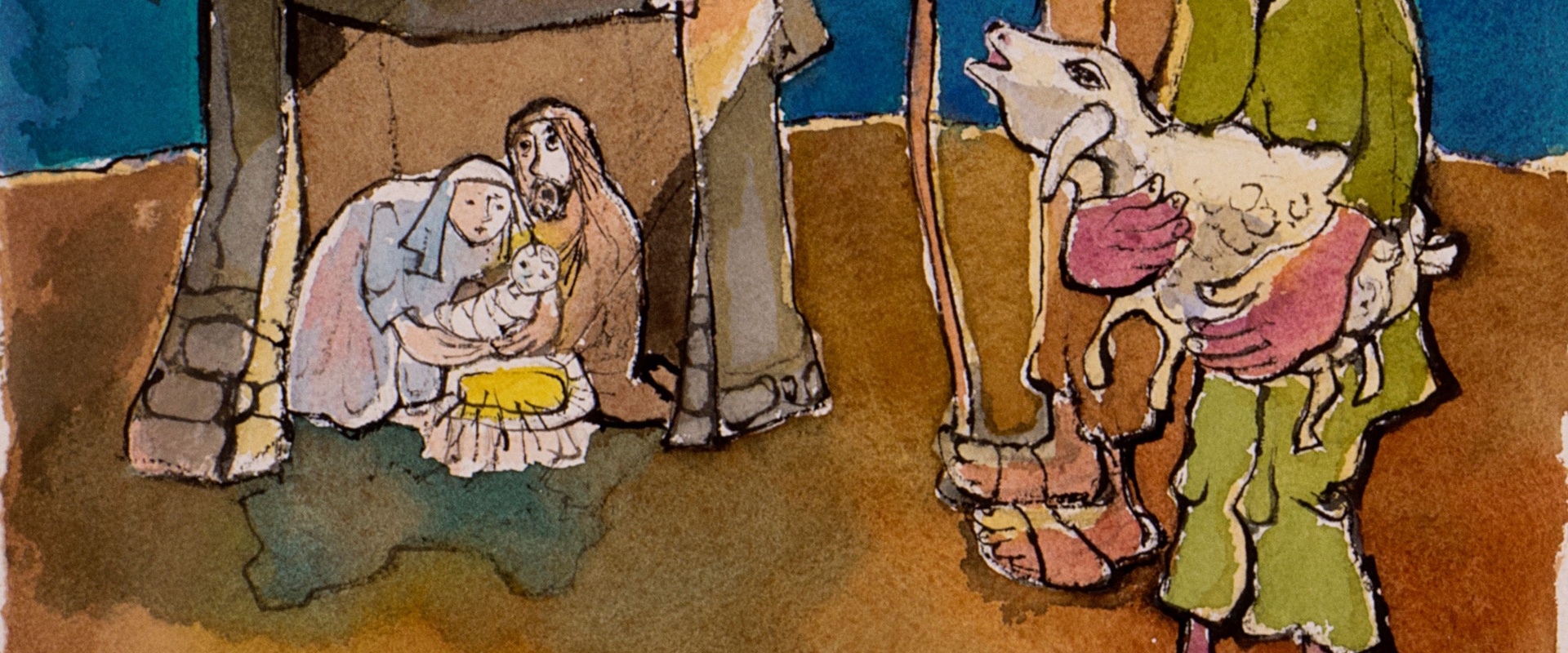 Herders in stal bij Maria, Jozef en kindje Jezus