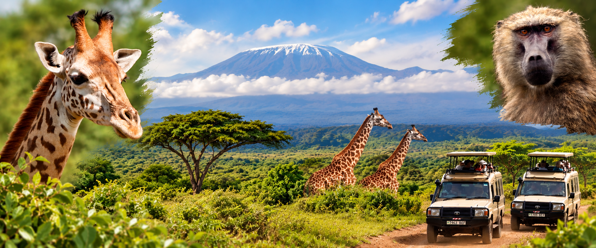Tanzania Safari Vista with Kilimanjaro and Wildlife