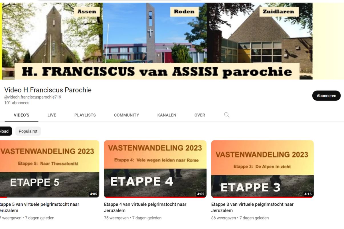 Virtuele pelgrimstoch parochie H. Franciscus van Assisi in Assen