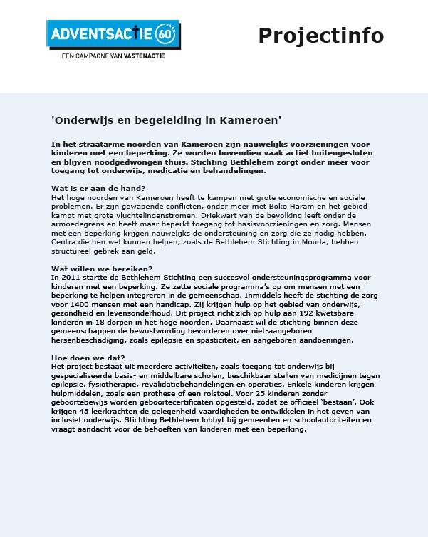 Projectinfoblad Kameroen