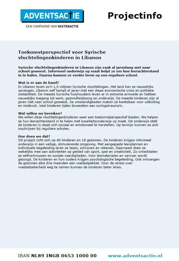 Projectbeschrijving Libanon AA 2026