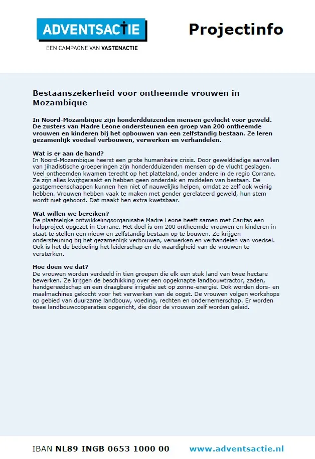 Projectbeschrijving Mozambique AA 2026